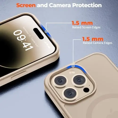 zapica Magnetic for iPhone 14 Pro Max Case, [Compatible with MagSafe] [Military Grade Drop Protection] Translucent Matte Shockproof Anti-Scratch Phone Cover, Desert Gold - 5
