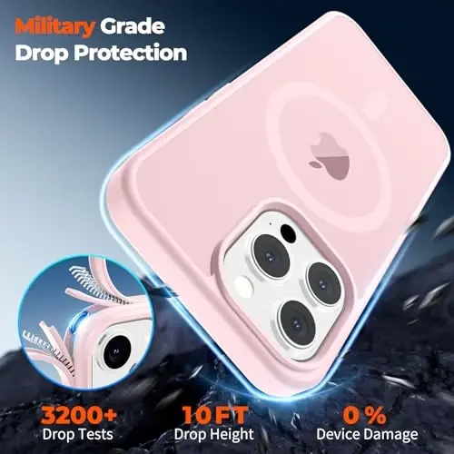 zapica Magnetic for iPhone 14 Pro Max Case, [Compatible with MagSafe] [Military Grade Drop Protection] Translucent Matte Shockproof Anti-Scratch Phone Cover, Pink - 4