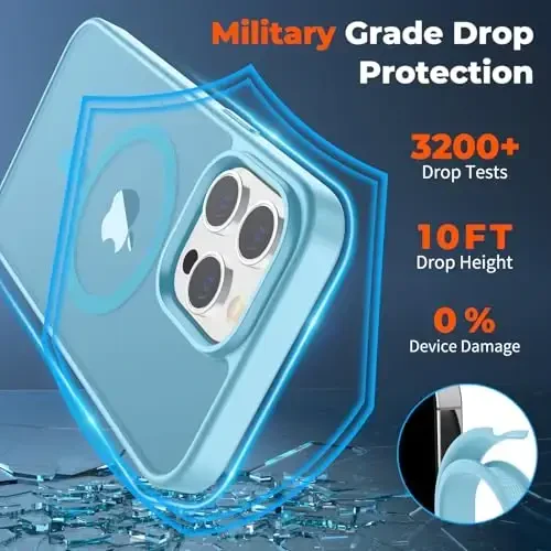zapica Magnetic for iPhone 14 Pro Max Case, [MagSafe bilan mos] [Harbiy darajadagi tushishdan himoya] Shaffof mato zarbga chidamli tirnalishga qarshi telefon qutisi, och ko'k - 6