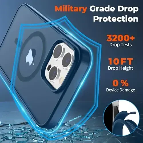 zapica Magnetic for iPhone 14 Pro Max Case, [MagSafe bilan mos] [Harbiy darajadagi tushishdan himoya] Yarim oʻtkazgichli matli zarbga chidamli tirnalishga qarshi telefon gʻilofi, toʻq koʻk - 6