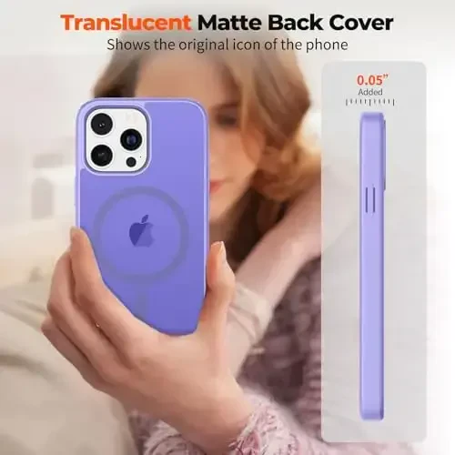 zapica Magnetic for iPhone 14 Pro Max Case, [MagSafe bilan mos] [Harbiy darajadagi tushishdan himoya] Yarim shaffof mat zarbaga chidamli tirnalishga qarshi telefon qutisi, och binafsha - 4