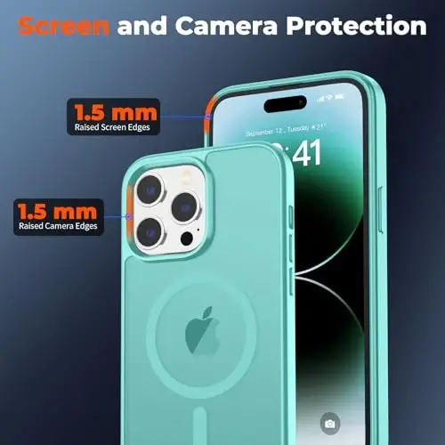 zapica Magnetic for iPhone 14 Pro Max Case, [MagSafe bilan mos] [Harbiy darajadagi tushishdan himoya] Yarim shaffof mat zarbga chidamli tirnalishga qarshi telefon qutisi, ko'k yashil - 1
