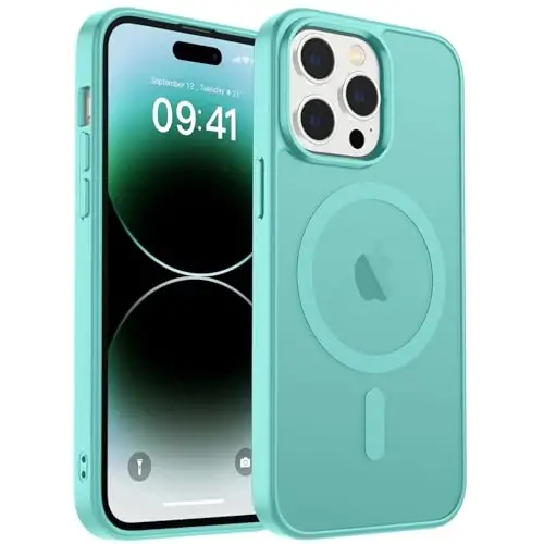 zapica Magnetic for iPhone 14 Pro Max Case, [MagSafe bilan mos] [Harbiy darajadagi tushishdan himoya] Yarim shaffof mat zarbga chidamli tirnalishga qarshi telefon qutisi, ko'k yashil - 2