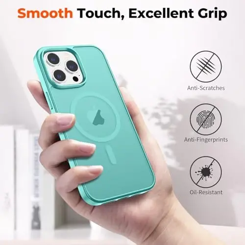 zapica Magnetic for iPhone 14 Pro Max Case, [MagSafe bilan mos] [Harbiy darajadagi tushishdan himoya] Yarim shaffof mat zarbga chidamli tirnalishga qarshi telefon qutisi, ko'k yashil - 6