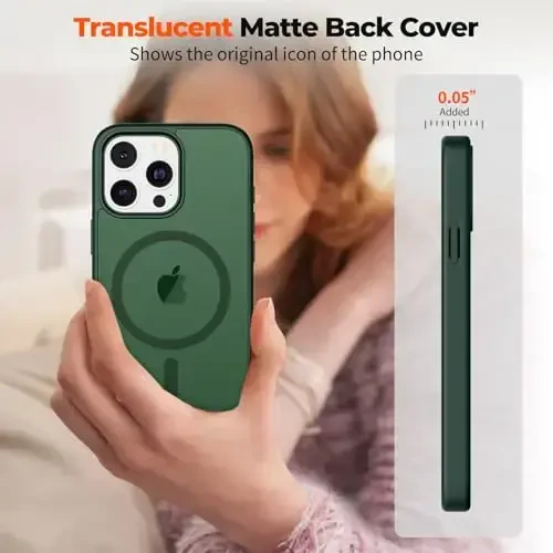 zapica Magnetic for iPhone 14 Pro Max Case, [MagSafe bilan mos] [Harbiy darajadagi tushishdan himoya] Yarim shaffof mat zarbga chidamli tirnalishga qarshi telefon qutisi, oʻrmon yashili - 4