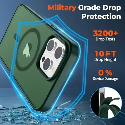 zapica Magnetic for iPhone 14 Pro Max Case, [MagSafe bilan mos] [Harbiy darajadagi tushishdan himoya] Yarim shaffof mat zarbga chidamli tirnalishga qarshi telefon qutisi, oʻrmon yashili - 6