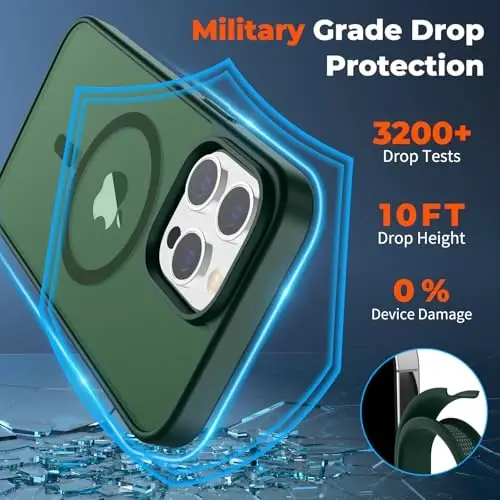 zapica Magnetic for iPhone 14 Pro Max Case, [MagSafe bilan mos] [Harbiy darajadagi tushishdan himoya] Yarim shaffof mat zarbga chidamli tirnalishga qarshi telefon qutisi, oʻrmon yashili - 6