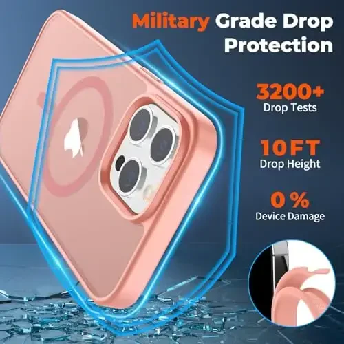 zapica Magnetic for iPhone 14 Pro Max Case, [MagSafe bilan mos] [Harbiy darajadagi tushishdan himoya] Yarim shaffof mato zarbaga chidamli tirnalishga qarshi telefon qutisi, och pushti - 6