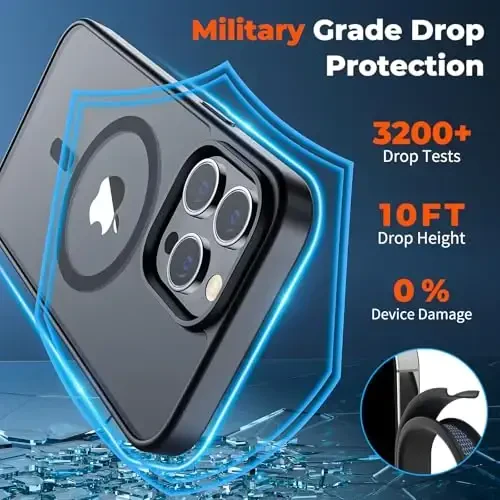 zapica Magnetic for iPhone 14 Pro Max Case, [MagSafe bilan mos] [Harbiy darajadagi tushishdan himoya] Yarim shaffof mato zarbga chidamli chizilishga qarshi telefon qutisi, qora - 5