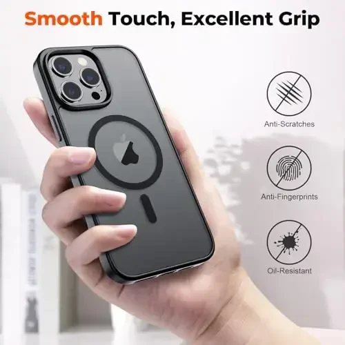 zapica Magnetic for iPhone 14 Pro Max Case, [MagSafe bilan mos] [Harbiy darajadagi tushishdan himoya] Yarim shaffof mato zarbga chidamli chizilishga qarshi telefon qutisi, qora - 7