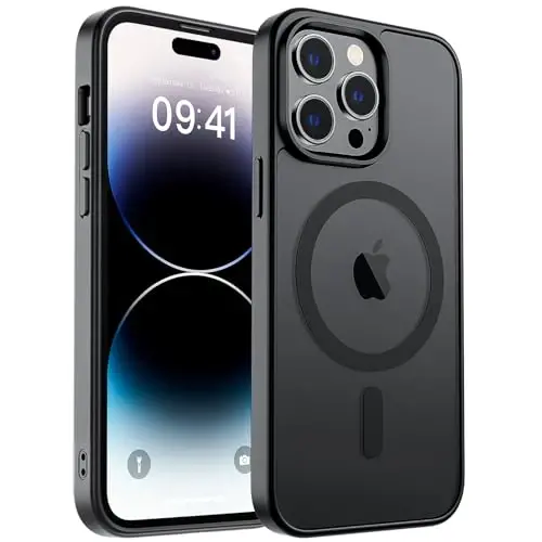 zapica Magnetic for iPhone 14 Pro Max Case, [MagSafe bilan mos] [Harbiy darajadagi tushishdan himoya] Yarim shaffof mato zarbga chidamli chizilishga qarshi telefon qutisi, qora - 3