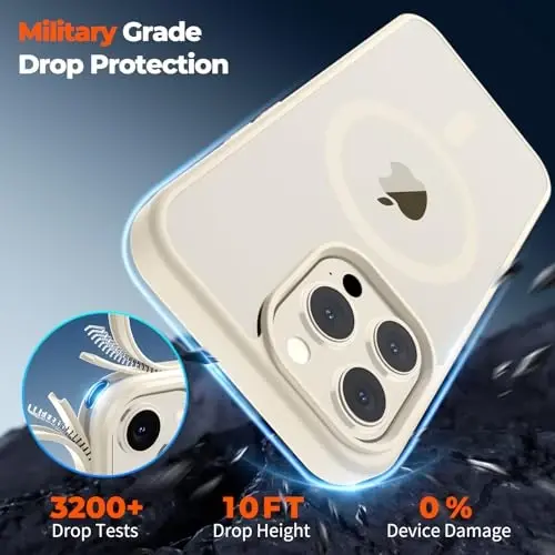 zapica Magnetic for iPhone 14 Pro Max Case, [MagSafe bilan mos keladi] [Harbiy darajadagi tushishdan himoya] Shaffof mat zarbga chidamli tirnalishga qarshi telefon g'ilofi, Antik Oq - 4