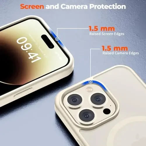 zapica Magnetic for iPhone 14 Pro Max Case, [MagSafe bilan mos keladi] [Harbiy darajadagi tushishdan himoya] Shaffof mat zarbga chidamli tirnalishga qarshi telefon g'ilofi, Antik Oq - 5