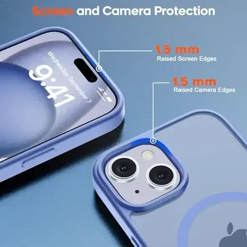 zapica Magnetic for iPhone 15 Case & iPhone 14 Case, [Compatible with MagSafe] [Military Grade Drop Protection] Translucent Matte Shockproof Anti-Scratch Phone Cover, Blue Purple - 6