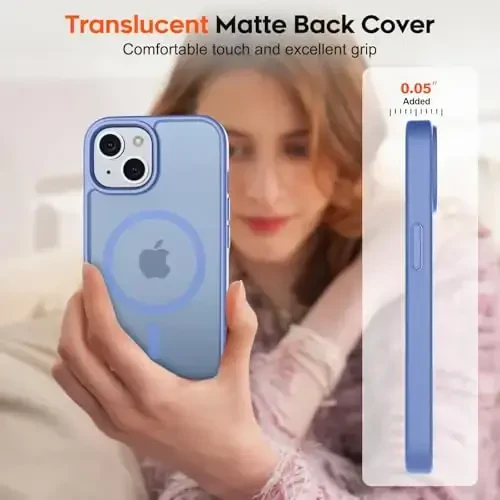 zapica Magnetic for iPhone 15 Case & iPhone 14 Case, [Compatible with MagSafe] [Military Grade Drop Protection] Translucent Matte Shockproof Anti-Scratch Phone Cover, Blue Purple - 7