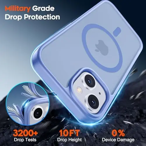 zapica Magnetic for iPhone 15 Case & iPhone 14 Case, [Compatible with MagSafe] [Military Grade Drop Protection] Translucent Matte Shockproof Anti-Scratch Phone Cover, Blue Purple - 3