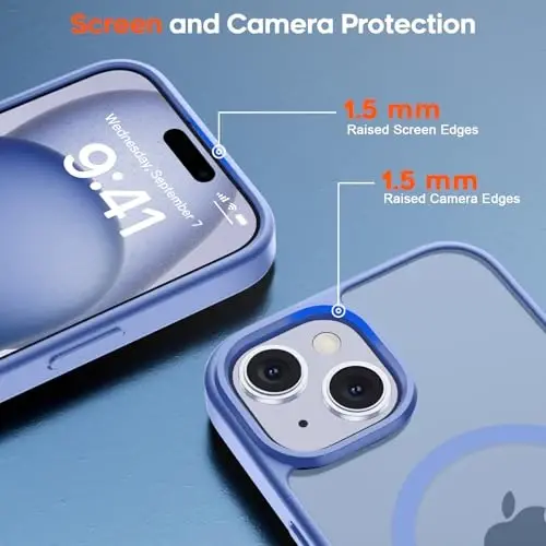 zapica Magnetic for iPhone 15 Case & iPhone 14 Case, [Compatible with MagSafe] [Military Grade Drop Protection] Translucent Matte Shockproof Anti-Scratch Phone Cover, Blue Purple - 4