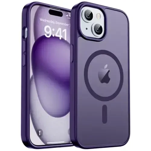 zapica Magnetic for iPhone 15 Case & iPhone 14 Case, [Compatible with MagSafe] [Military Grade Drop Protection] Translucent Matte Shockproof Anti-Scratch Phone Cover, Dark Purple - 1