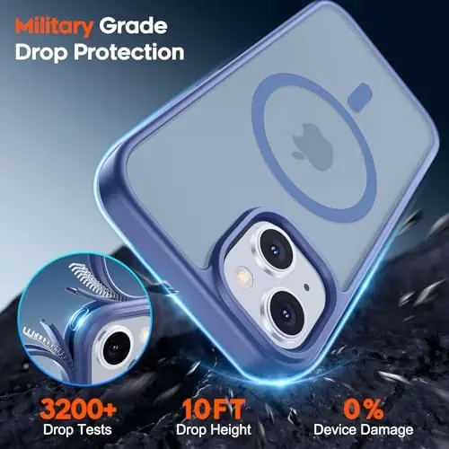 zapica Magnetic for iPhone 15 Case & iPhone 14 Case, [Compatible with MagSafe] [Military Grade Drop Protection] Translucent Matte Shockproof Anti-Scratch Phone Cover, Lavender Gray - 3