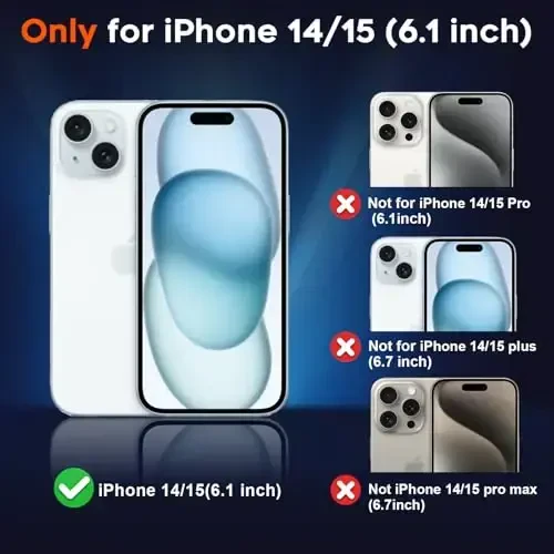 zapica Magnetic for iPhone 15 Case & iPhone 14 Case, [MagSafe bilan mos] [Harbiy darajadagi tushishdan himoya] Shaffof mato zarbaga chidamli tirnalishga qarshi telefon qopqog'i, och ko'k - 2