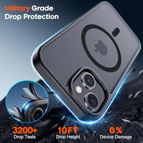 zapica Magnetic for iPhone 15 Plus Case & iPhone 14 Plus Case, [Compatible with MagSafe] [Military Grade Drop Protection] Translucent Matte Shockproof Anti-Scratch Phone Cover, Black - 3