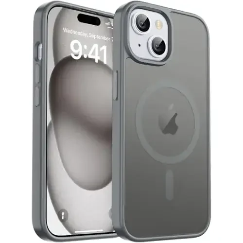 zapica Magnetic for iPhone 15 Plus Case & iPhone 14 Plus Case, [Compatible with MagSafe] [Military Grade Drop Protection] Translucent Matte Shockproof Anti-Scratch Phone Cover, Dark Gray - 1