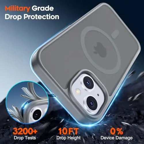 zapica Magnetic for iPhone 15 Plus Case & iPhone 14 Plus Case, [Compatible with MagSafe] [Military Grade Drop Protection] Translucent Matte Shockproof Anti-Scratch Phone Cover, Dark Gray - 3