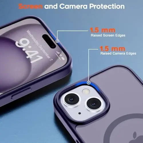 zapica Magnetic for iPhone 15 Plus Case & iPhone 14 Plus Case, [Compatible with MagSafe] [Military Grade Drop Protection] Translucent Matte Shockproof Anti-Scratch Phone Cover, Dark Purple - 4