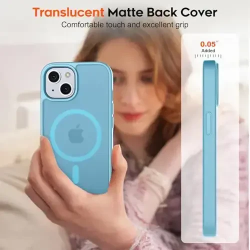zapica Magnetic for iPhone 15 Plus Case & iPhone 14 Plus Case, [Compatible with MagSafe] [Military Grade Drop Protection] Translucent Matte Shockproof Anti-Scratch Phone Cover, Light Blue - 7