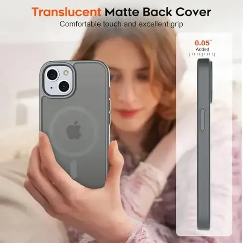 zapica Magnetic for iPhone 15 Plus Case & iPhone 14 Plus Case, [MagSafe bilan mos] [Harbiy darajadagi tushishdan himoya] Yarim shaffof mato zarbga chidamli chizilishga qarshi telefon qopqog'i, to'q kulrang - 7