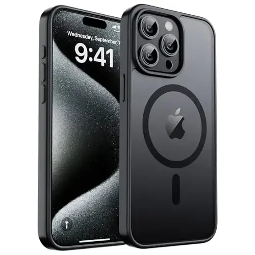 zapica Magnetic for iPhone 15 Pro Case, [Compatible with MagSafe] [Military Grade Drop Protection] Translucent Matte Shockproof Anti-Scratch Phone Case for Women and Men, Black - ZAPICA