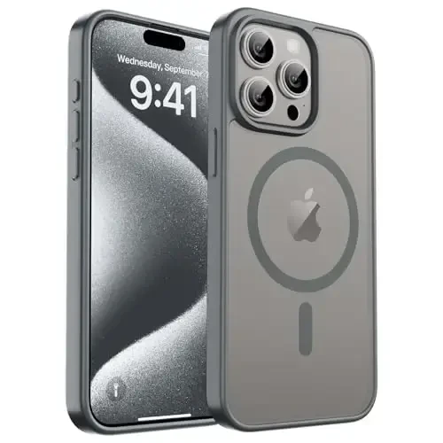 zapica Magnetic for iPhone 15 Pro Case, [Compatible with MagSafe] [Military Grade Drop Protection] Translucent Matte Shockproof Anti-Scratch Phone Case for Women and Men, Dark Gray 