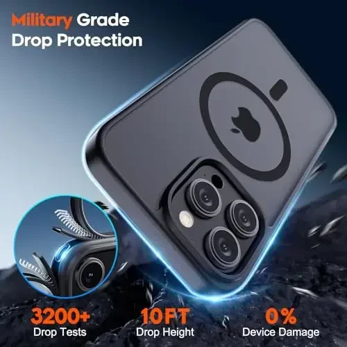 zapica Magnetic for iPhone 15 Pro Max Case, [Compatible with MagSafe] [Military Grade Drop Protection] Translucent Matte Shockproof Anti-Scratch Phone Case for Women and Men, Black - 5