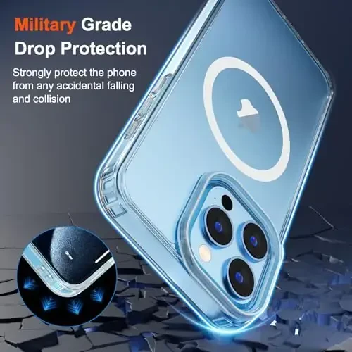 zapica Magnetic for iPhone 15 Pro Max Case, [Crystal Clear Not Yellowing] [Compatible with MagSafe] [Military Drop Protection] Non-Slip Shockproof Anti-Scratch Phone Case, Clear - 4