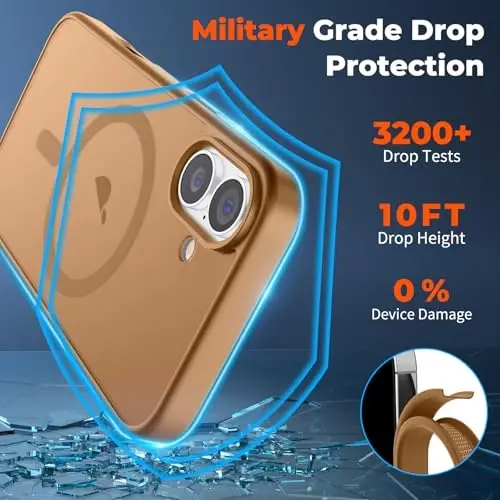 zapica Magnetic for iPhone 16 Case, [Compatible with MagSafe] [Military Grade Drop Protection] Translucent Matte Shockproof Anti-Scratch Phone Case, Brown - 4
