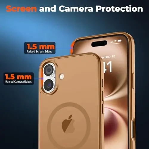 zapica Magnetic for iPhone 16 Case, [Compatible with MagSafe] [Military Grade Drop Protection] Translucent Matte Shockproof Anti-Scratch Phone Case, Brown - 5