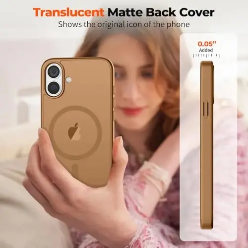 zapica Magnetic for iPhone 16 Case, [Compatible with MagSafe] [Military Grade Drop Protection] Translucent Matte Shockproof Anti-Scratch Phone Case, Brown - 7