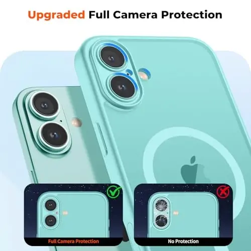 zapica Magnetic for iPhone 16 Case, Upgraded [Camera Control Button] [Full Camera Protection] [with 1 Screen Protector] Translucent Matte Shockproof Protective Phone Cover, Aqua Green - 5