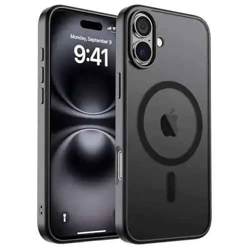 zapica Magnetic for iPhone 16 Plus Case, [Compatible with MagSafe] [Military Grade Drop Protection] Translucent Matte Shockproof Anti-Scratch Phone Case, Black 