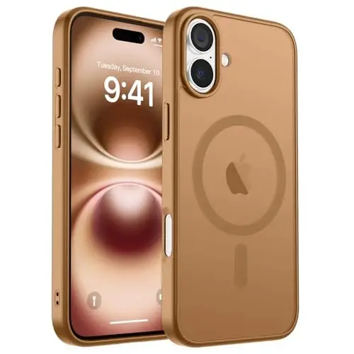 zapica Magnetic for iPhone 16 Plus Case, [Compatible with MagSafe] [Military Grade Drop Protection] Translucent Matte Shockproof Anti-Scratch Phone Case, Brown - ZAPICA