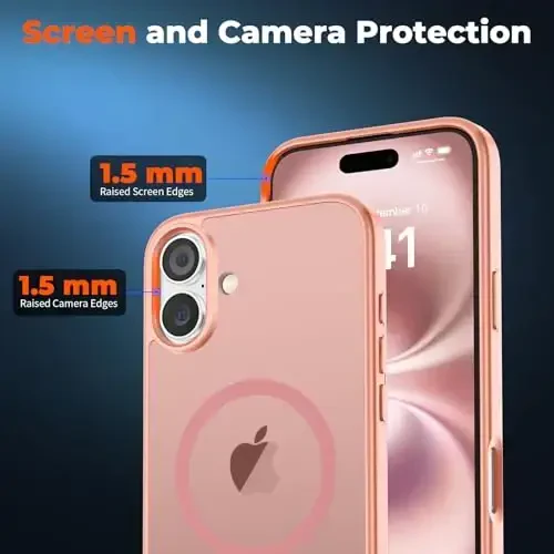 zapica Magnetic for iPhone 16 Plus Case, [MagSafe bilan mos] [Harbiy darajadagi tushishdan himoya] Shaffof mat zarbga chidamli tirnalishga qarshi telefon qutisi, och pushti - 5