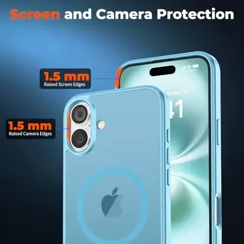 zapica Magnetic for iPhone 16 Plus Case, [MagSafe bilan mos] [Harbiy darajadagi tushishdan himoya] Translucent Matte zarbga chidamli tirnalishga qarshi telefon qutisi, och ko'k - 5