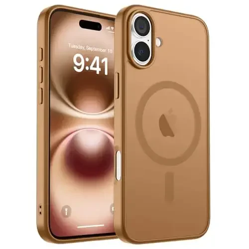 zapica Magnetic for iPhone 16 Plus Case, [MagSafe bilan mos] [Harbiy darajadagi tushishdan himoya] Yarim shaffof mat zarbaga chidamli tirnalishga qarshi telefon qutisi, Jigarrang - ZAPICA
