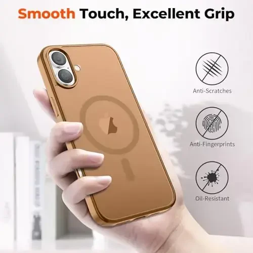 zapica Magnetic for iPhone 16 Plus Case, [MagSafe bilan mos] [Harbiy darajadagi tushishdan himoya] Yarim shaffof mat zarbaga chidamli tirnalishga qarshi telefon qutisi, Jigarrang - 6