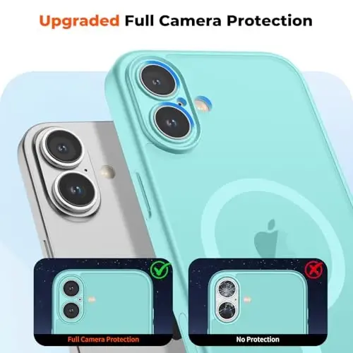 zapica Magnetic for iPhone 16 Plus Case, Upgraded [Camera Control Button] [Full Camera Protection] [with 1 Screen Protector] Translucent Matte Shockproof Protective Phone Cover, Aqua Green - 5