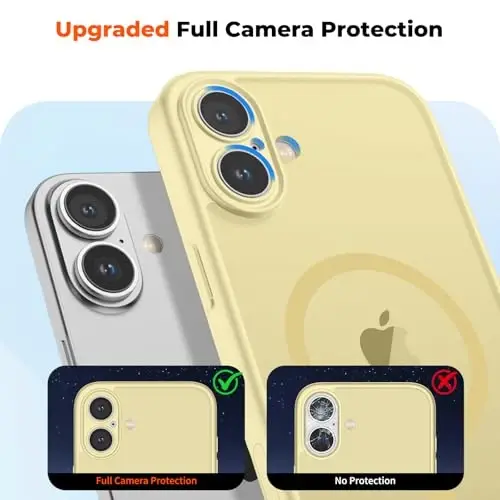 zapica Magnetic for iPhone 16 Plus Case, Upgraded [Camera Control Button] [Full Camera Protection] [with 1 Screen Protector] Translucent Matte Shockproof Protective Phone Cover, Yellow - 5