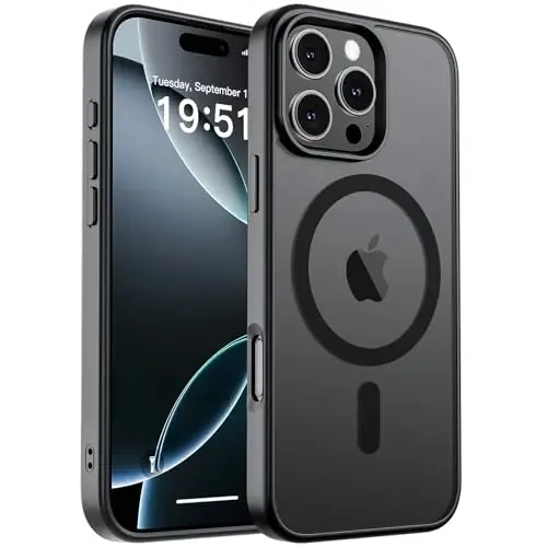 zapica Magnetic for iPhone 16 Pro Case, [Compatible with MagSafe] [Military Grade Drop Protection] Translucent Matte Shockproof Anti-Scratch Phone Case, Black - ZAPICA (1)