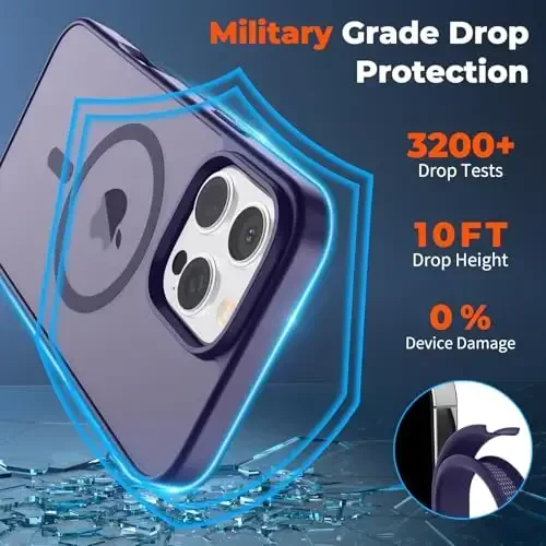 zapica Magnetic for iPhone 16 Pro Case, [Compatible with MagSafe] [Military Grade Drop Protection] Translucent Matte Shockproof Anti-Scratch Phone Case, Dark Purple - 4