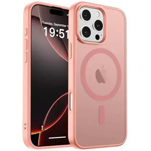 zapica Magnetic for iPhone 16 Pro Case, [Compatible with MagSafe] [Military Grade Drop Protection] Translucent Matte Shockproof Anti-Scratch Phone Case, Light Pink - 2