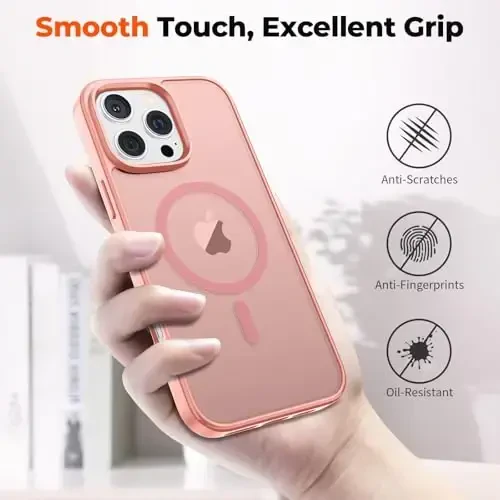 zapica Magnetic for iPhone 16 Pro Case, [Compatible with MagSafe] [Military Grade Drop Protection] Translucent Matte Shockproof Anti-Scratch Phone Case, Light Pink - 6